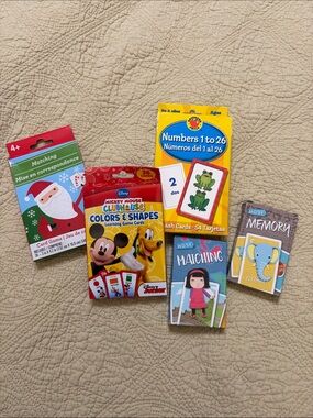 Set of 5 Learning Game Cards - Memory, Matching, Numbers, Colors & Shapes